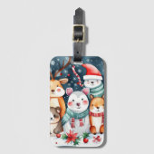 Étiquette À Bagage Thème de Noël Animaux mignons (Devant Vertical)