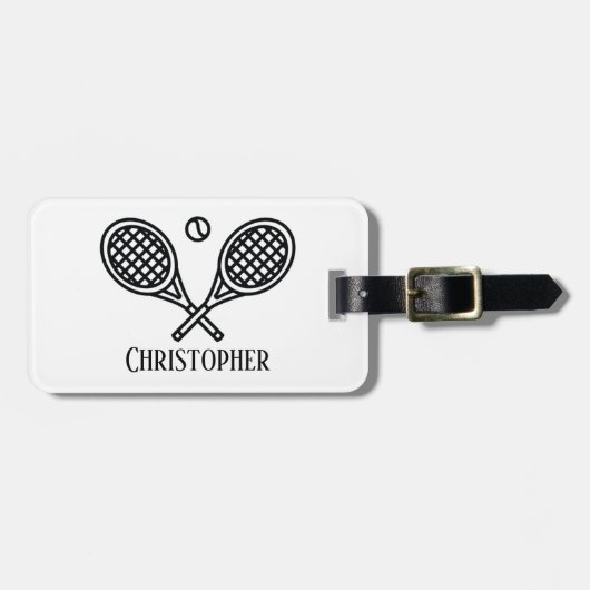 Étiquette À Bagage Thème de tennis Nom Monogramme (Devant horizontal)