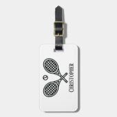 Étiquette À Bagage Thème de tennis Nom Monogramme (Devant Vertical)