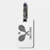 Étiquette À Bagage Thème de tennis Nom Monogramme (Dos Vertical)