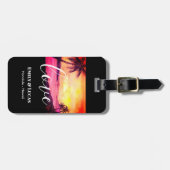 Étiquette À Bagage Thème mariage Plage tropicale Coucher de soleil Co (Devant horizontal)