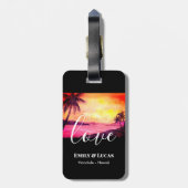 Étiquette À Bagage Thème mariage Plage tropicale Coucher de soleil Co (Dos Vertical)
