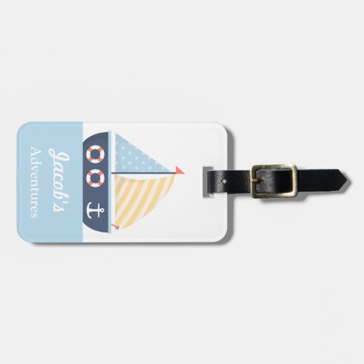 Étiquette À Bagage Thème nautique élégant de bateau à voile pour des (Devant horizontal)