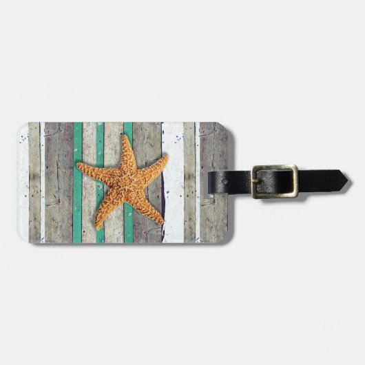 Étiquette À Bagage Thème Plage Starfish Mariage Rustique (Devant horizontal)