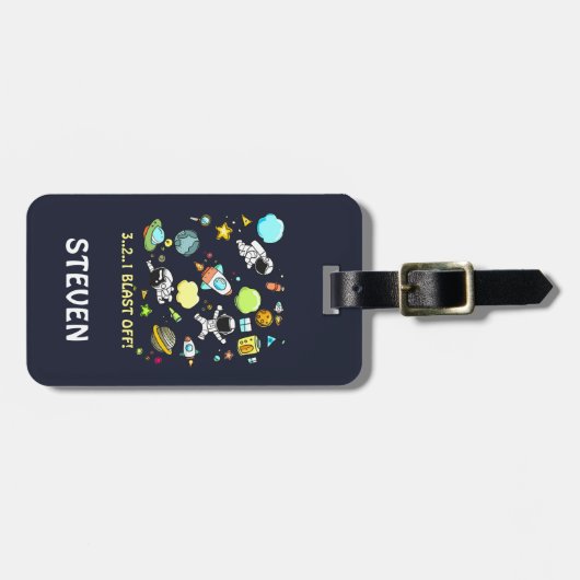 Étiquette À Bagage Thème spatial cool - Astronauts & Rocket Ships (Devant horizontal)