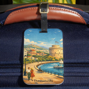Étiquette À Bagage Thessalonique Grèce Voyage Rétro
