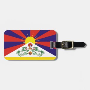 Étiquette À Bagage Tibet et Lions de Neige, Drapeau - Himalaya