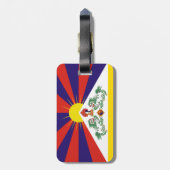 Étiquette À Bagage Tibet et Lions de Neige, Drapeau - Himalaya (Dos Vertical)