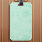 Étiquette À Bagage Tie Dye | Monogramme vert de menthe pastel