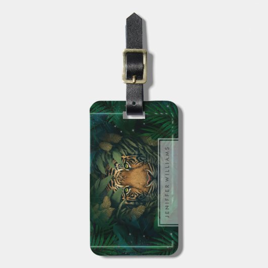 Étiquette À Bagage Tiger hiding in Foliage (Devant Vertical)