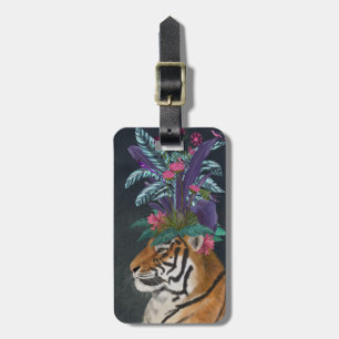 Étiquette À Bagage Tigre avec tête tropicale