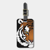 Étiquette À Bagage Tigre, chat sauvage sur noir (Devant Vertical)