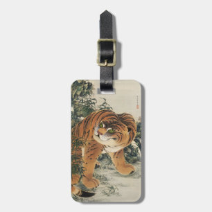 Étiquette À Bagage Tigre japonais vintage d'Edo dans l'art de la forê
