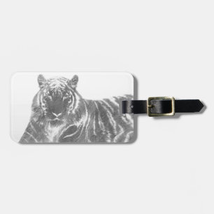 Étiquette À Bagage Tigre noir et blanc