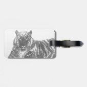 Étiquette À Bagage Tigre noir et blanc (Dos horizontal)