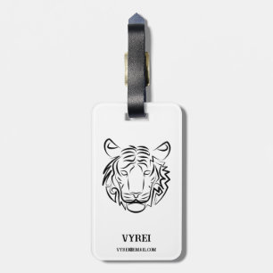 Étiquette À Bagage Tigre tribal noir et blanc