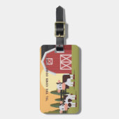 Étiquette À Bagage Til the Cows Come Home Two Cows Red Barn Sunrise (Devant Vertical)