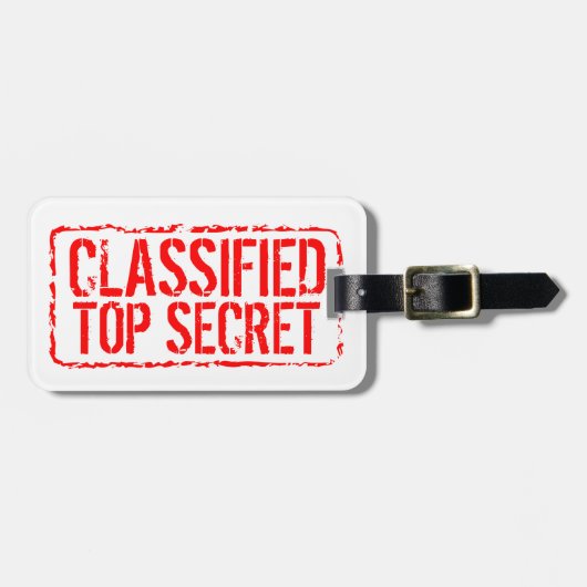 Étiquette À Bagage Timbre en caoutchouc rouge secret classifié person (Devant horizontal)
