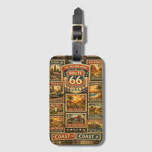 Étiquette À Bagage Timbres Postaux Vintage Route Soixante-Six