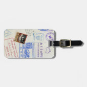 Étiquette À Bagage Timbres Visa Passeport vintage (Devant horizontal)