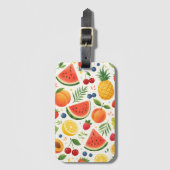 Étiquette À Bagage Tissu à motif de fruits d'été | Pastèque tropicale (Devant Vertical)