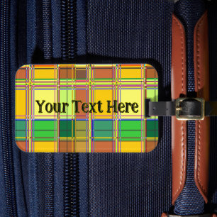 Étiquette À Bagage Tissu Coloré Madras Tartan des Caraïbes