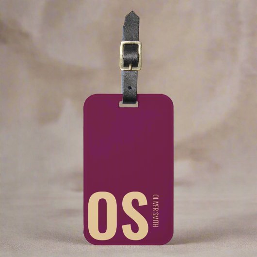 Étiquette À Bagage Titre original en gras Monogramme Bourgogne