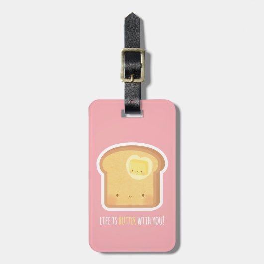 Étiquette À Bagage Toast et beurre mignons ensemble (Devant Vertical)