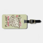 Étiquette À Bagage Tom et Jerry Rose et Vert (Devant horizontal)