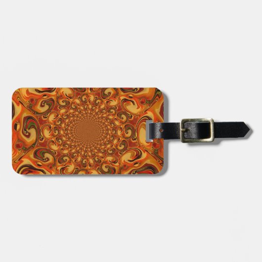 Étiquette À Bagage Tons Abstraits orange, marron et vert (Devant horizontal)