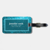 Étiquette À Bagage Tons Bleus Parties scintillant Rétro Et Étincelles (Dos horizontal)