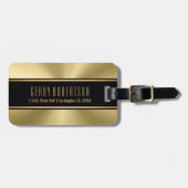 Étiquette À Bagage Tons d'or métallique Look en acier inoxydable (Devant horizontal)