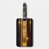 Étiquette À Bagage Tons or métal riche rayures (Dos Vertical)
