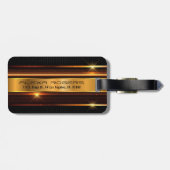 Étiquette À Bagage Tons or métal riche rayures (Dos horizontal)