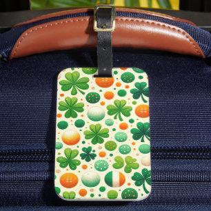 ÉTIQUETTE À BAGAGE TONS VERT & ORANGE THÈME IRLANDAIS