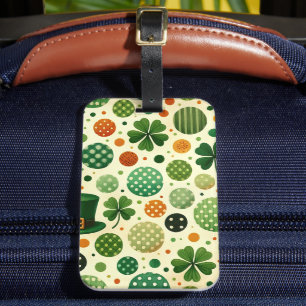 ÉTIQUETTE À BAGAGE TONS VERT & ORANGE THÈME IRLANDAIS
