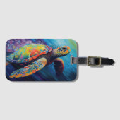 Étiquette À Bagage Tortue de mer à l'aquarelle (Devant Horizontal)