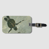 Étiquette À Bagage Tortue de mer de bébé nageant à la mer (Devant Horizontal)