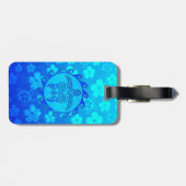 Étiquette À Bagage Tortue tribale bleue Sun (Dos horizontal)