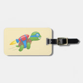 Étiquette À Bagage Tortue volante avec un Jetpack rouge Jaune (Devant horizontal)