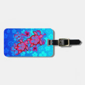 Étiquette À Bagage Tortues de Honu et fleurs tropicales de ketmie (Devant horizontal)