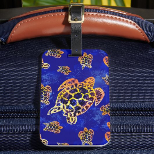 Étiquette À Bagage Tortues marines Batik Art Africain (Insitu Rectoal 2)