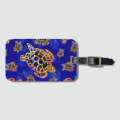 Étiquette À Bagage Tortues marines Batik Art Africain (Devant Horizontal)