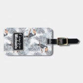 Étiquette À Bagage Toucan gris nommé fait sur commande (Devant horizontal)