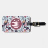 Étiquette À Bagage Toucans À Fleurs Exotiques| Monogramme (Devant horizontal)