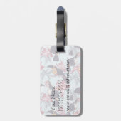 Étiquette À Bagage Toucans À Fleurs Exotiques| Monogramme (Dos Vertical)