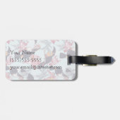 Étiquette À Bagage Toucans À Fleurs Exotiques| Monogramme (Dos horizontal)