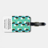 Étiquette À Bagage Toucans faits sur commande de photo sur Teal (Dos horizontal)