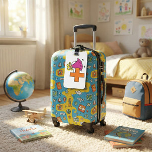 Étiquette À Bagage Touche mignonne fille avec signe plus