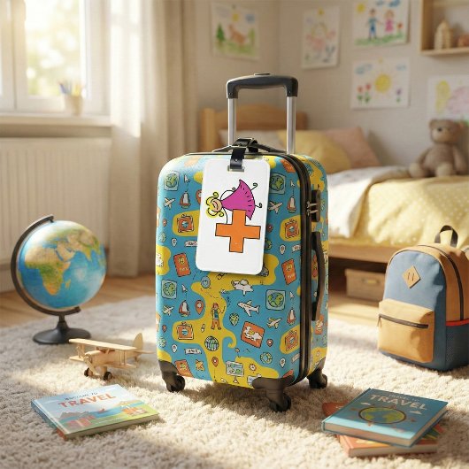 Étiquette À Bagage Touche mignonne fille avec signe plus